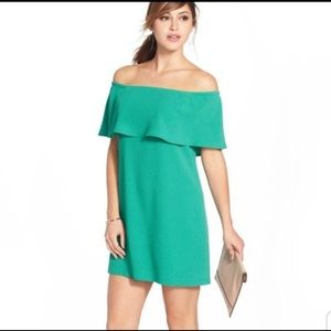 New Charles Henry green off shoulder dress